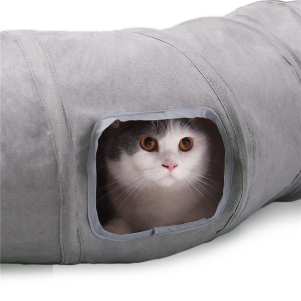 S Shape Hopfällbar Cat Tunnel Cat Toy Slitstark mocka gray 124*26cm