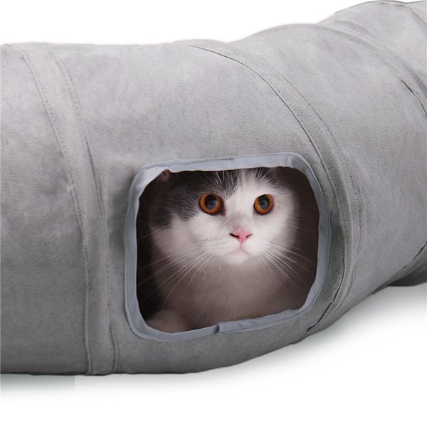 S Shape Sammenklappelig Cat Tunnel Cat Legetøj Slidstærkt ruskind gray 124*26cm
