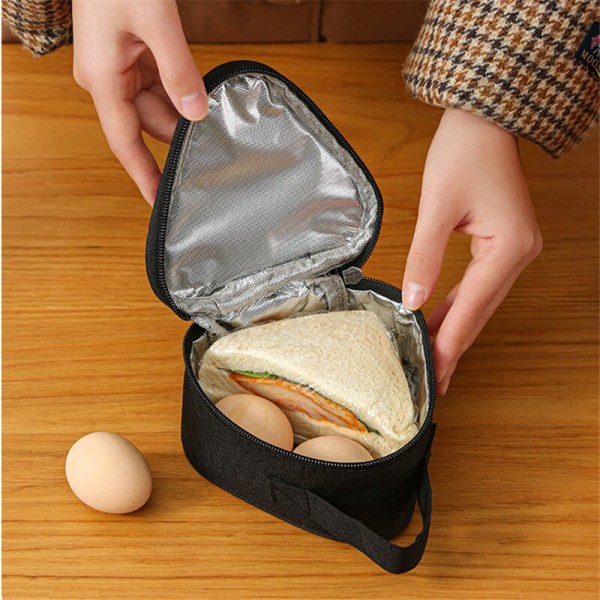 Isolering Thermal Små triangulära Rice Ball Lunch Box Bags gray 13.5*7*13cm