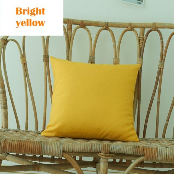 Solid vandtæt pudebetræk Enkel ren farve farvet polyester pudebetræk Vandtæt dekorativ pudebetræk til sofa Bright yellow 50X50CM
