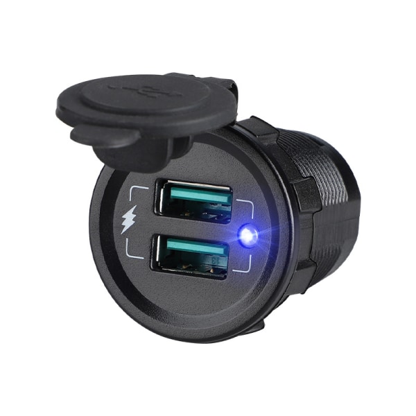 Flere USB-porte Socket Bil Dobbelt hurtigoplader black 37*48*29 mm