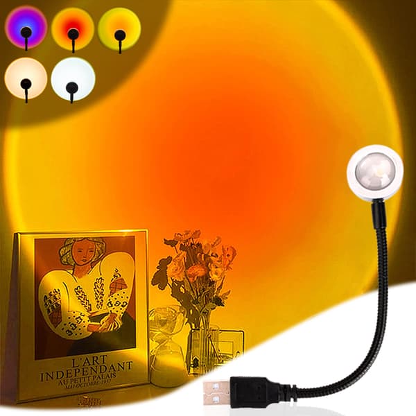 USB Sunset Rainbow Lamp Projector Mood Light sunset yellow 18cm