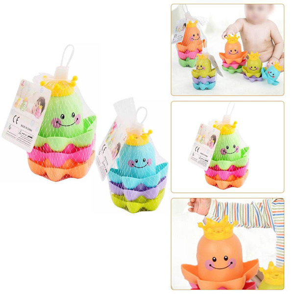 Summer Ocean Life Stacking Cups Badeværelseslegetøj green,pink,orange big