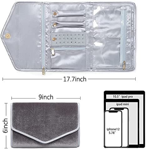 Vikbar sammet resesmyckeväska black 23*15cm