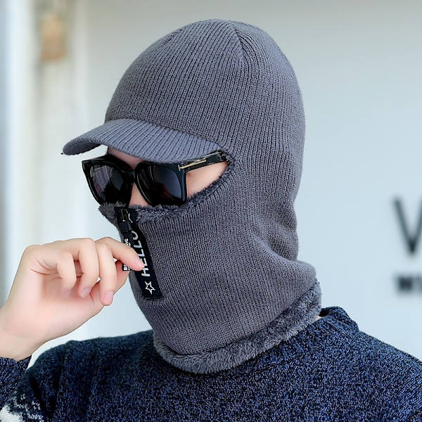 Talvi Neulottu Hat Vetoketju Lisää Turkisvuorattu Lämminlieriset talvihatut black free size