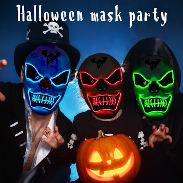 halloween skräck clown glödande mask skräck rekvisita red