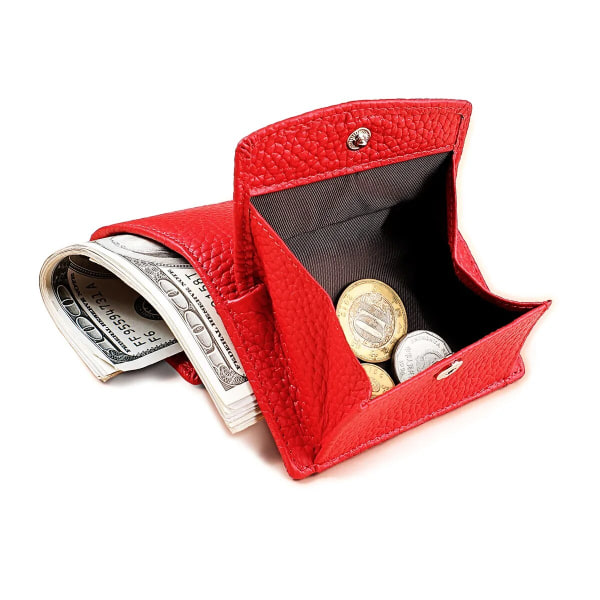 Damer Mini Plånbok Kvinnor Pu Läder Plånböcker Kvinna Kohud Plånböcker Bright red