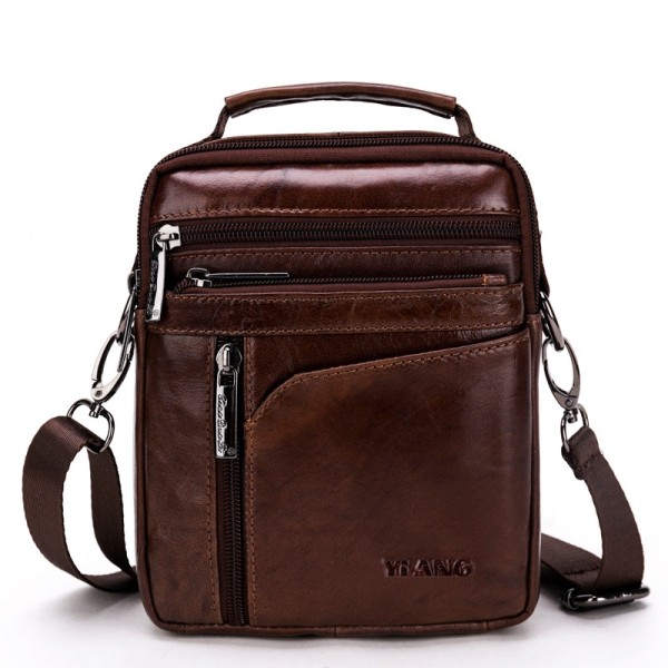 Män Läder Axelväska Messenger Satchel Crossbody Handväska Brown