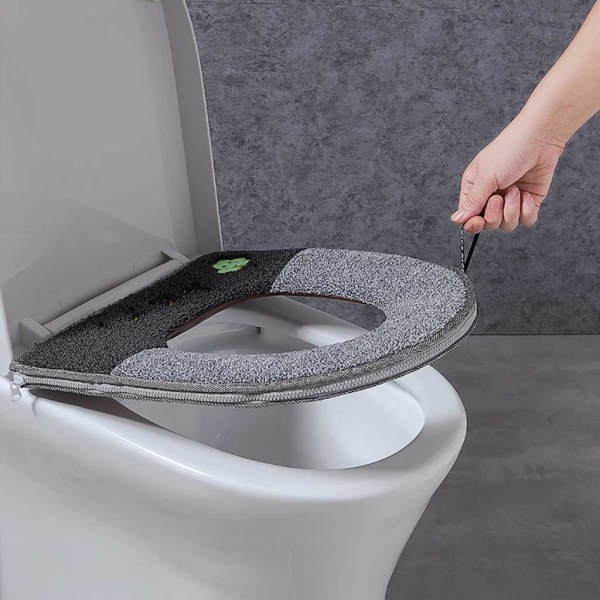 Pehmeä kodin WC-istuimen cover black+gray 43*37cm