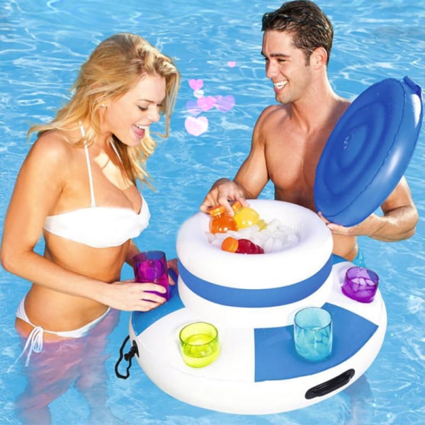 Öl Vatten Iskuber Uppblåsbar Ice Hink Float Cup Hållare white+blue