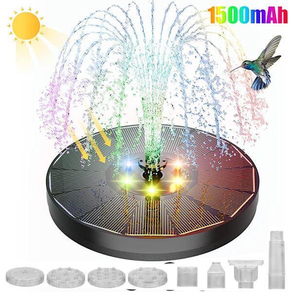 Solar Powered Fountain Flydende Vandfald Vandpumpe Led 16CM LED