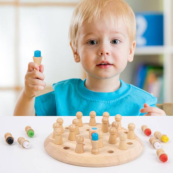 Træ Memory Match Stick Chess Fun Board Puslespil wood grain