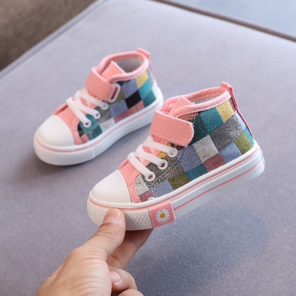 Barn Sneakers Barn Casual Skor Pojkar Flickor Canvas Skor High Top pink 23