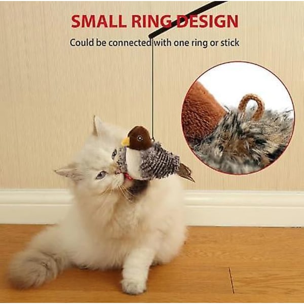 Simulert Kvitrende Fugl, Katt Leke for Innekatter, Interaktiv Katt Leke med Ekte Kvitrende Fugl Elektronisk Lyd, Kattfjærleker