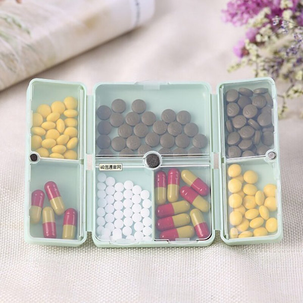 Vikbar resemedicinhållare Pill Box Case beige 7x2.5x10cm