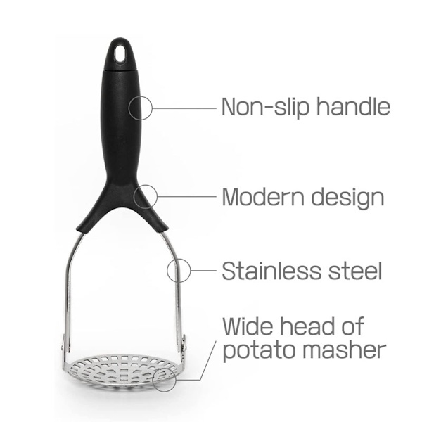Håndholdt kartoffelmoser i rustfrit stål black 29.6*9.5cm