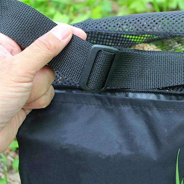 Svampeplukkepose Multifunktionelt sammenklappeligt mesh-design Justerbar rem med stor kapacitet frugtindsamling med lommesvamp Black