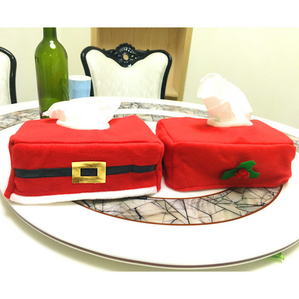 Julepynt til hjemmet Xmas Tissue Box Borddekoration red tissue box clover 10X13X24cm