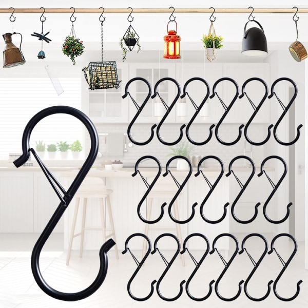 10 Stk S Metalkrog Rustfrit Stål Metal Bøjler Hængekroge black 10pcs
