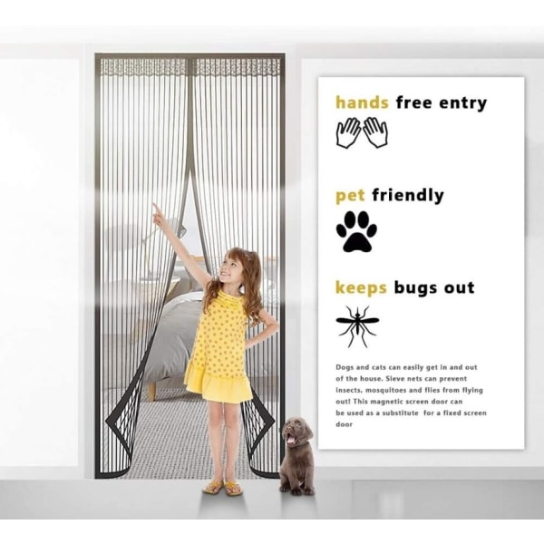 5 størrelser Basic Magnetic Myggenet Sommer Anti Bug Flue Dør Gardiner Mesh White 120 x 210cm