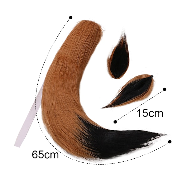 Falsk pels katt rev ulv lodden hale og ører for Halloween Camel black black