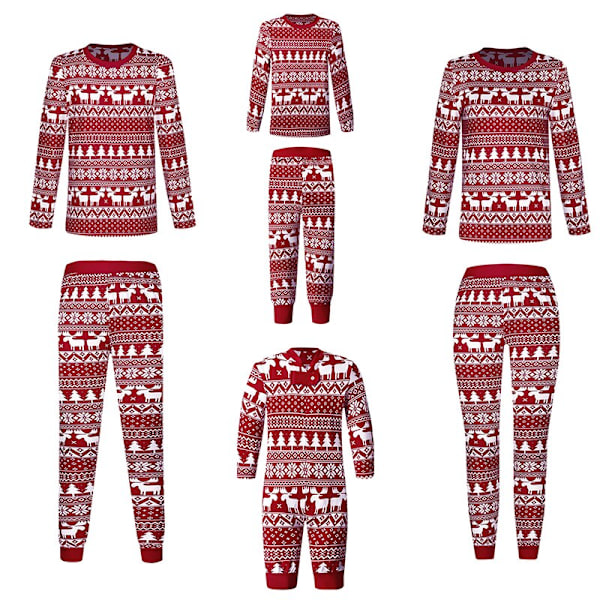 Julepyjamassæt Familiematchende outfits Nattøj red baby 9m