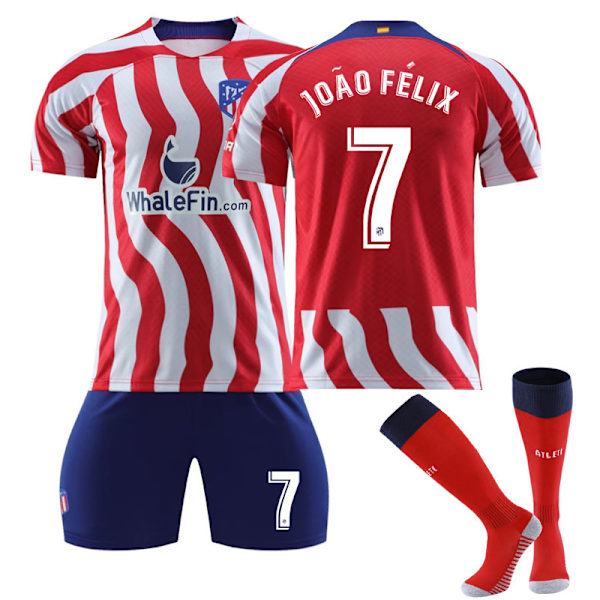 Atletico Madrid Jersey set lasten / aikuisten MM-kisojen koti JOAO FELIX-7 #18