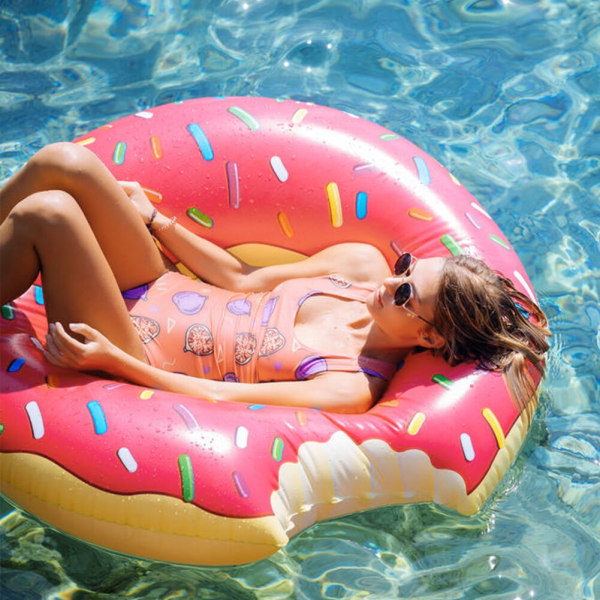 Summer Seat Ring Toy Boj Madrass Uppblåsbar Simring Förtjockad PVC Summer Beach Float Toy pink 90cm