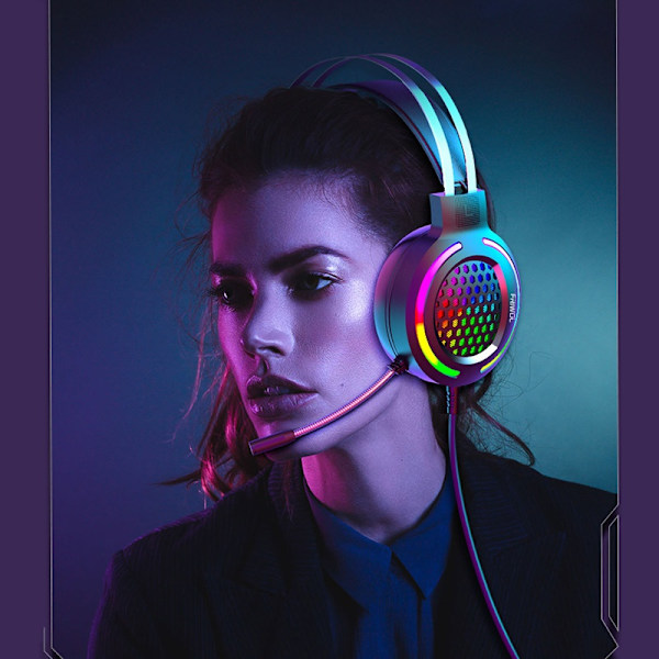 7.1 USB RGB LED Light Gamer Headset Hörlurar för PS4 PS5 Fifa bule