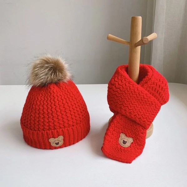 Jouluhattu ja set Pehmo ja lämmin baby neulottu hattu Red One Size
