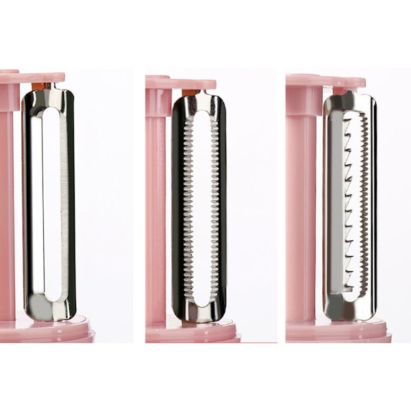 Köksmaterial 3 i 1 multifunktionell gurkskivare Skalare Grönsaksskärare Vitlökskvarn pink