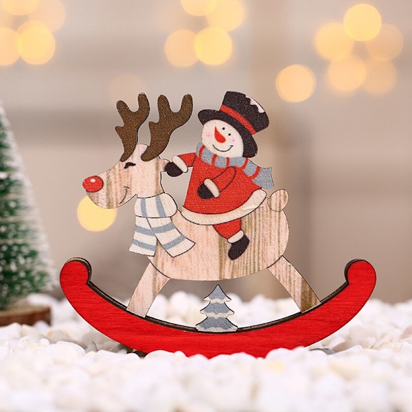 Juldekorativa träglasleksaker Jultomten Älg hemprydnadsdekor Small Snowman 1pc