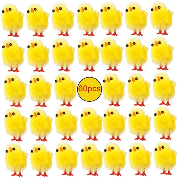 Mini påskekyllinger Dekorationslegetøj 60pcs