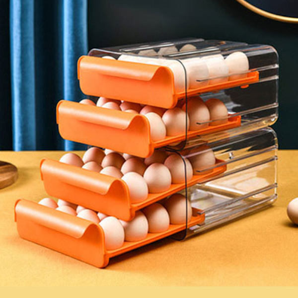 32 Grid Egg Skuffe Køleskab Transparent opbevaringsstativ Orange