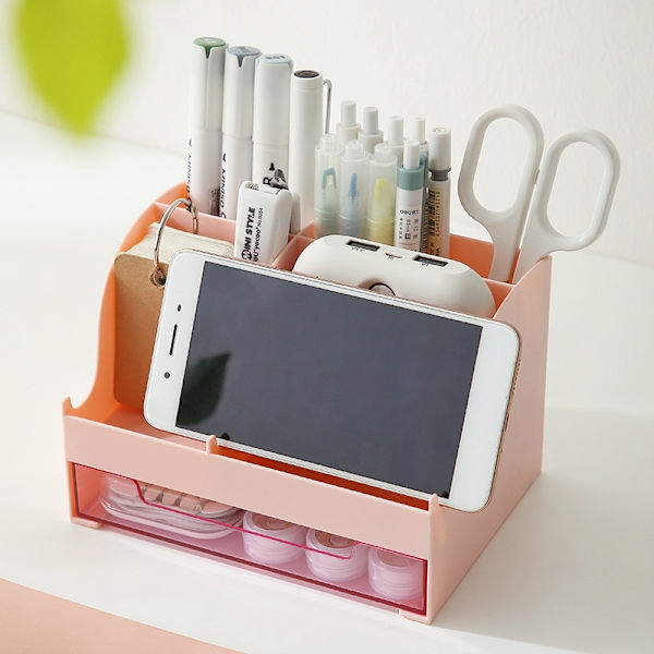 2-lags multifunktionelle hylder Opbevaringsstativ til skrivebordsmakeup black+white 16*11.5*10.7cm