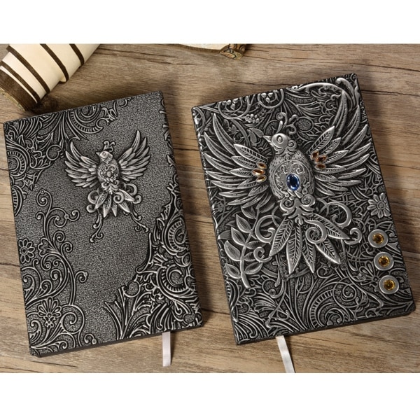 A5 3D-präglat läderutskrift Präglat Phoenix Diary Notebook Multicolor
