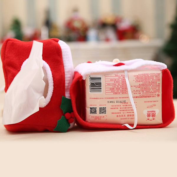 Julepynt til hjemmet Xmas Tissue Box Borddekoration red tissue box belt 10X13X24cm