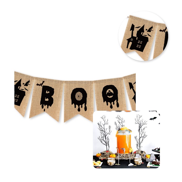 Jute Orange Sort Banner Rustik Land Glædelig Halloween khaki 13*17cm