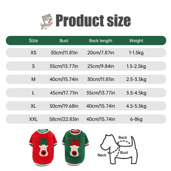 Hunde Juletøj Vinter Varm Blød Fleece Hundesweater green small