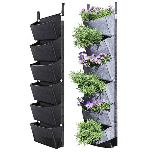 6 tasku vihreä pystysuora puutarhakassi black 107*30cm