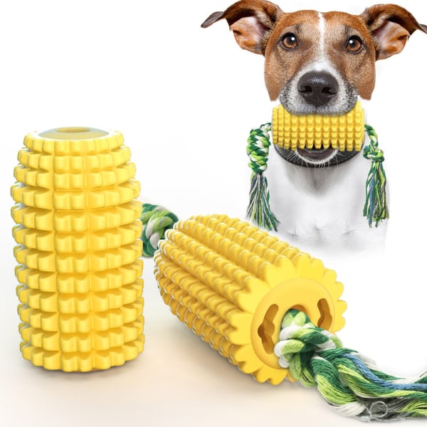 Hundetygge hvalpetandbørste rene tænder Interaktivt majslegetøj yellow 5.79*2.2inches