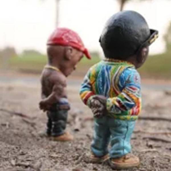 Mini Resin Hip Hop Sjove Brother Statue Ornamenter a&b 3*5*10cm,2pcs
