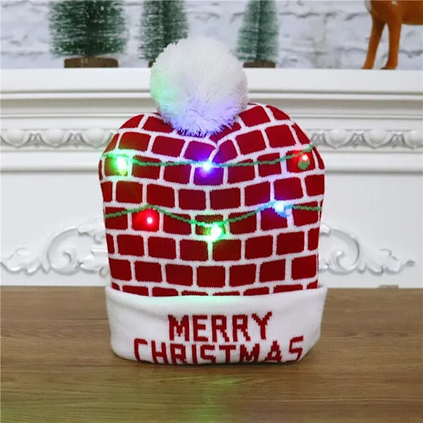 Christmas Led Light Stickad Beanies Stickad Cap för barn Ljusavgivande Led Ylle Varm Kall F elasticity