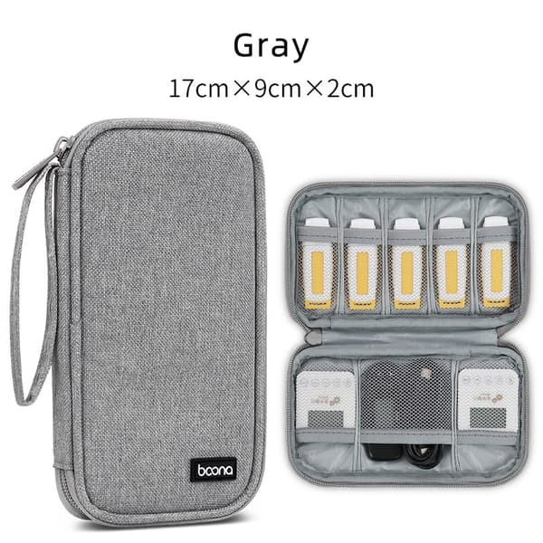 Elektronisk datakabel mini förvaringsväska multifunktionell resa gray single layer
