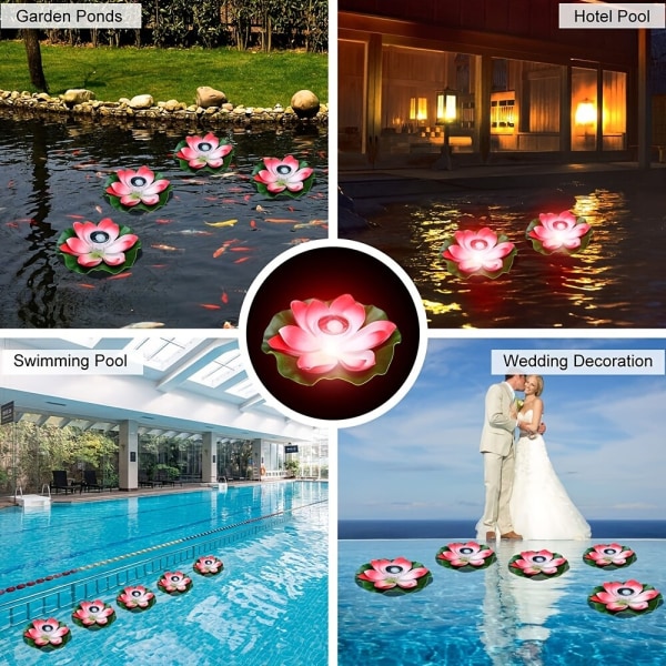 Solcelledrevet kunstig flydende lotus LED-lys have dam springvand dekoration udendørs belysning White