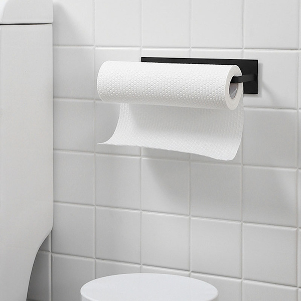 1 kpl hiiliteräksinen paperipyyhepidike, itseliimautuva kaapin alle paperirullapidike Keittiön kylpyhuonetarvikkeet white