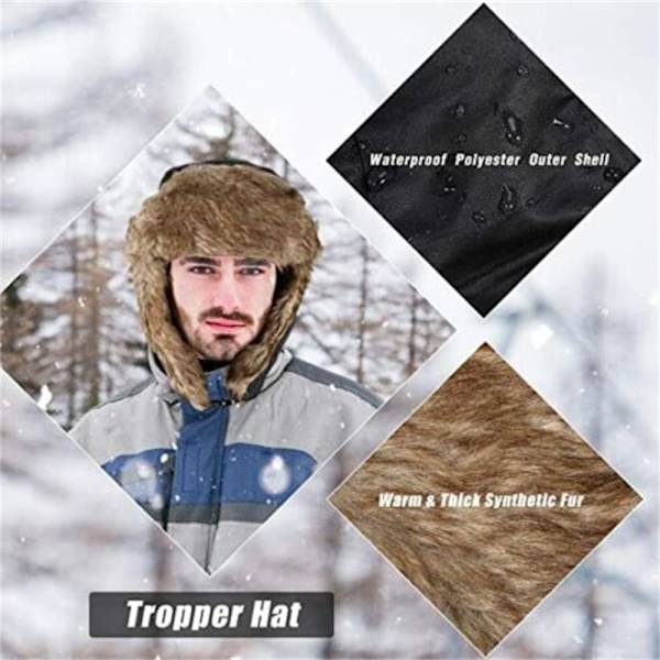 Herre Vinter Trapper Aviator Trooper Varm russisk vandtæt skihat black