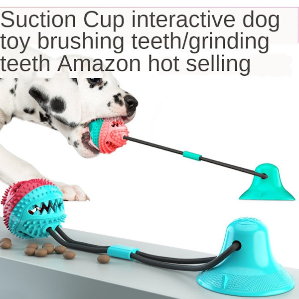 Hundelegetøj Silicon Sugekop Tug Interaktiv Hundebold Legetøj til Pet Chew Bite red yuan