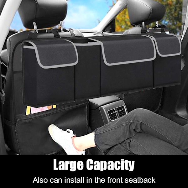 Oxford Cloth Auto Säte Ryggficka Baksäte Förvaringsväska black 90*12*25cm