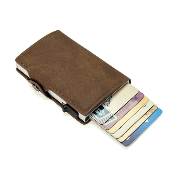 Automatisk popup-plånbok för män i läder brown